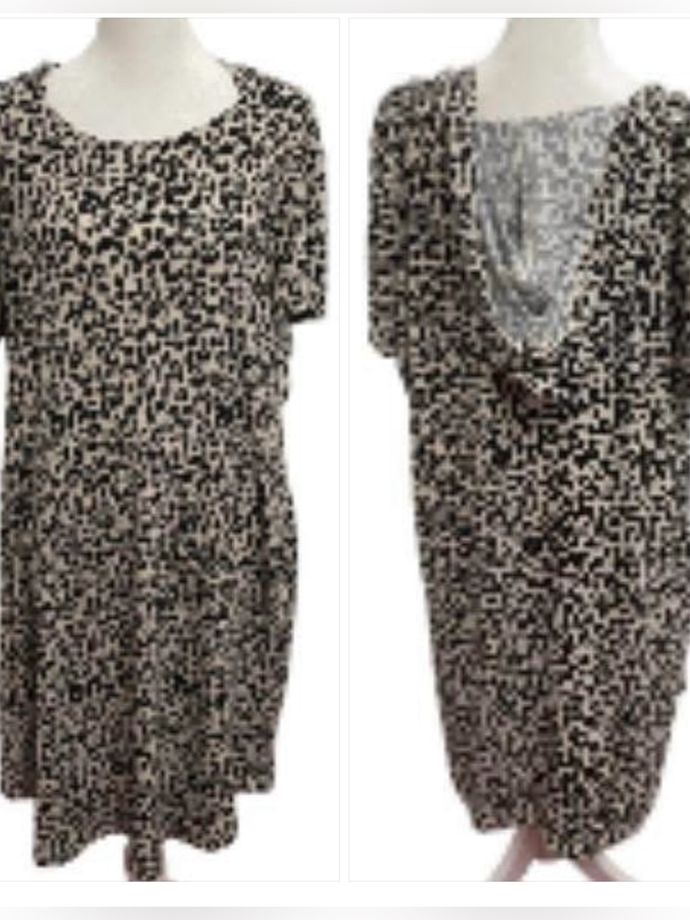 EUC Derek Heart Leopard Print Short Sleeve Swing Dress - Black & Cream Plus 3X